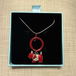 Red and Silver Dog Pendant Necklace